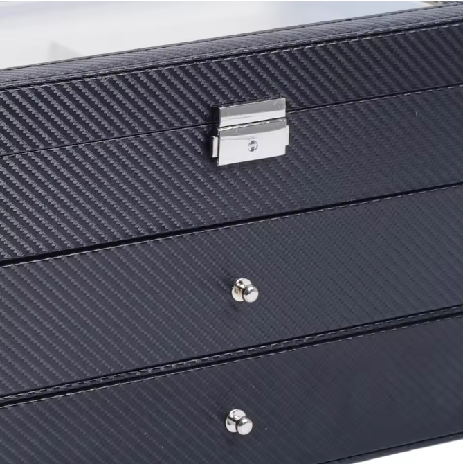 18-Vaks Brillenorganizer – Moderne Opbergdoos met 3 Lagen en Glazen Deksel