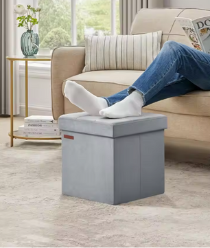 Opvouwbare Fluwelen Zitbank – Opbergdoos met Deksel en 300 kg Draagkracht