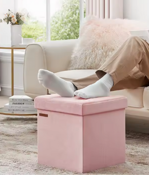 Opvouwbare Fluwelen Zitbank – Opbergdoos met Deksel en 300 kg Draagkracht