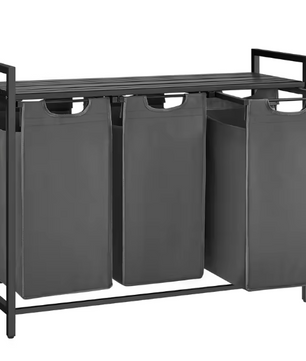 3-Vaks Wasmand met Opbergruimte – Uitschuifbare Oxford Waszakken en Stalen Frame