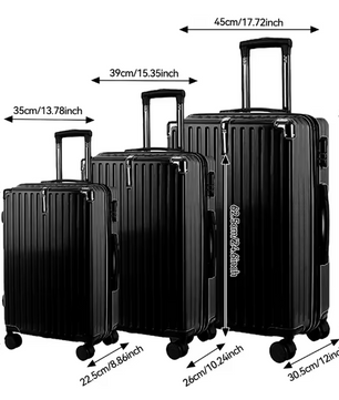 3-delige ABS Kofferset – Lichtgewicht Trolleys met TSA-Slot en 4 Wielen