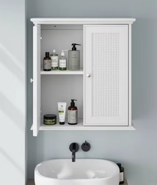 Witte Badkamerkast aan de Muur – Medicijnkast met Verstelbare Plank