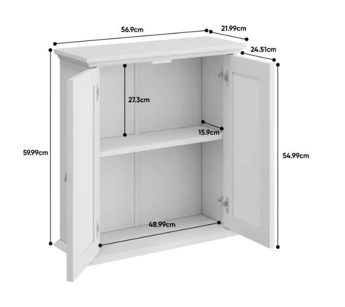 Witte Badkamerkast aan de Muur – Medicijnkast met Verstelbare Plank