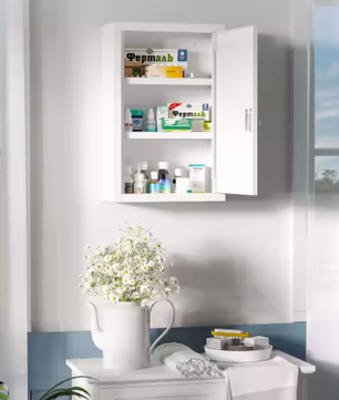 Afsluitbare Medicijnkast van Staal – 3 Lagen Wandkast, Wit