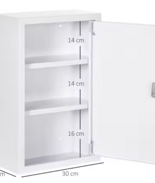 Afsluitbare Medicijnkast van Staal – 3 Lagen Wandkast, Wit