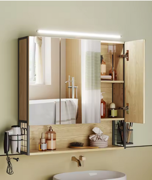 Spiegelkast voor Badkamer – Wandkast met Verlichting en Opbergruimte