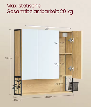 Spiegelkast voor Badkamer – Wandkast met Verlichting en Opbergruimte