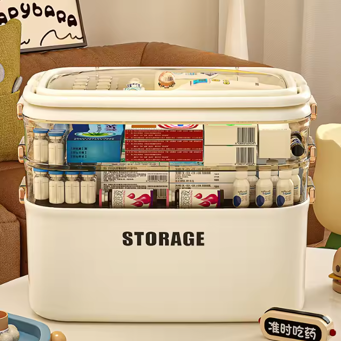 Grote EHBO-Opbergdoos – 3/4 Lagen Medicijndoos met Handvat en Slot