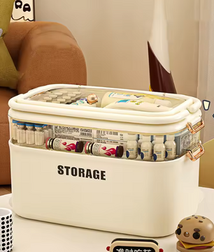 Grote EHBO-Opbergdoos – 3/4 Lagen Medicijndoos met Handvat en Slot