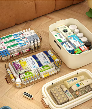 Grote EHBO-Opbergdoos – 3/4 Lagen Medicijndoos met Handvat en Slot