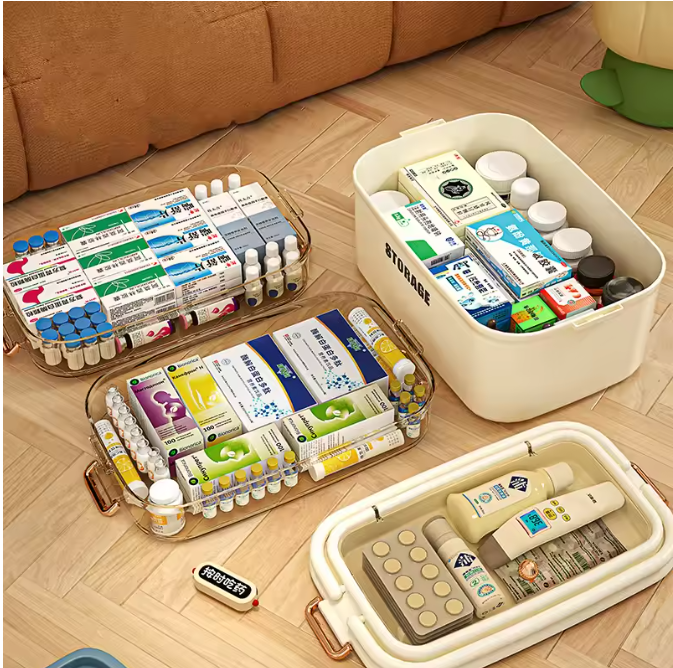 Grote EHBO-Opbergdoos – 3/4 Lagen Medicijndoos met Handvat en Slot