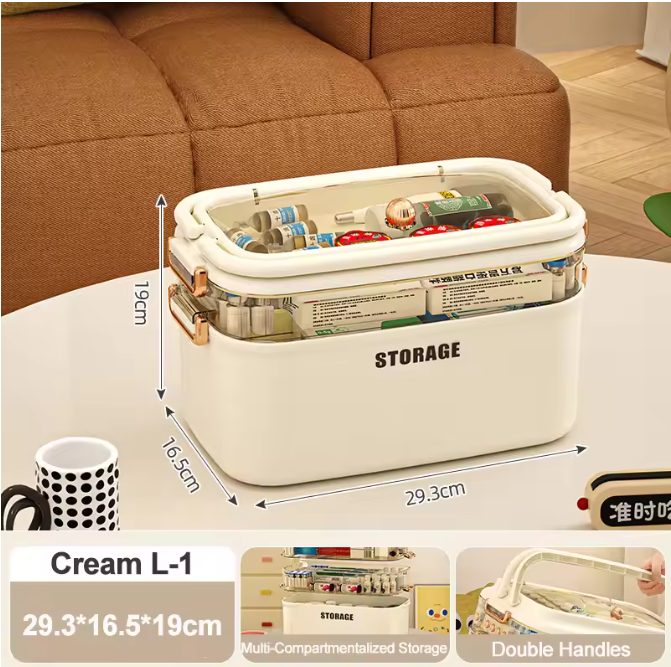 Grote EHBO-Opbergdoos – 3/4 Lagen Medicijndoos met Handvat en Slot