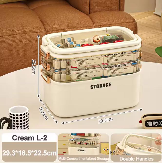 Grote EHBO-Opbergdoos – 3/4 Lagen Medicijndoos met Handvat en Slot