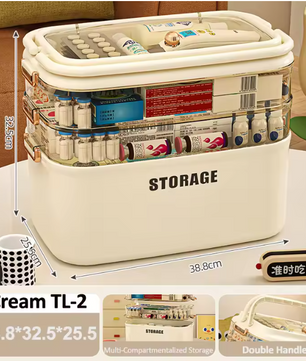 Grote EHBO-Opbergdoos – 3/4 Lagen Medicijndoos met Handvat en Slot