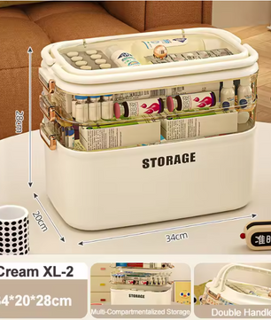 Grote EHBO-Opbergdoos – 3/4 Lagen Medicijndoos met Handvat en Slot