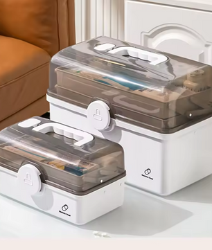 3-Laags EHBO Opbergdoos – Draagbare Medicijnkoffer met Grote Capaciteit