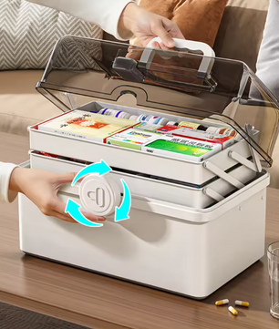 3-Laags EHBO Opbergdoos – Draagbare Medicijnkoffer met Grote Capaciteit