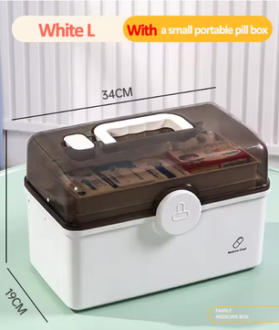 3-Laags EHBO Opbergdoos – Draagbare Medicijnkoffer met Grote Capaciteit