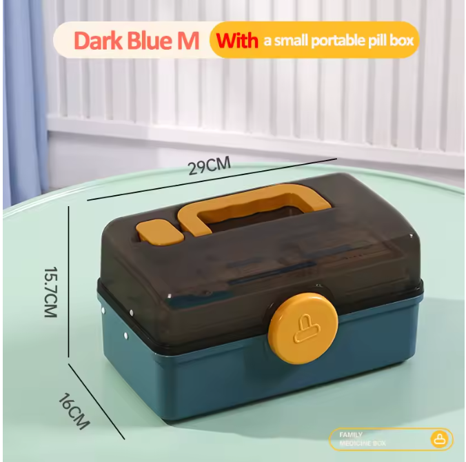 3-Laags EHBO Opbergdoos – Draagbare Medicijnkoffer met Grote Capaciteit