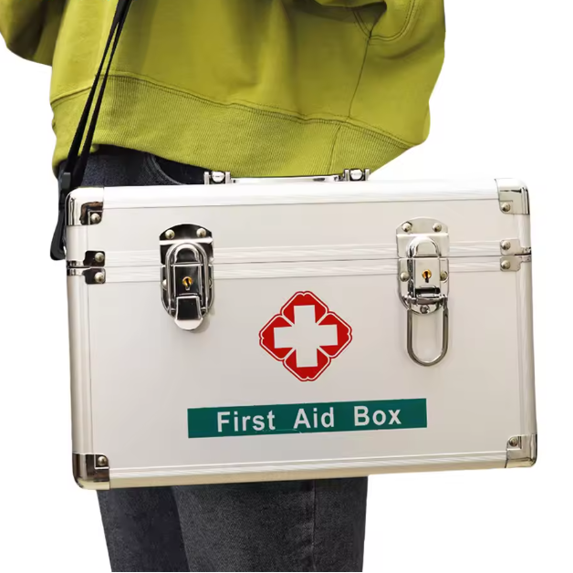 Medicijnkast met Slot – Aluminium EHBO Opbergbox met Handvat