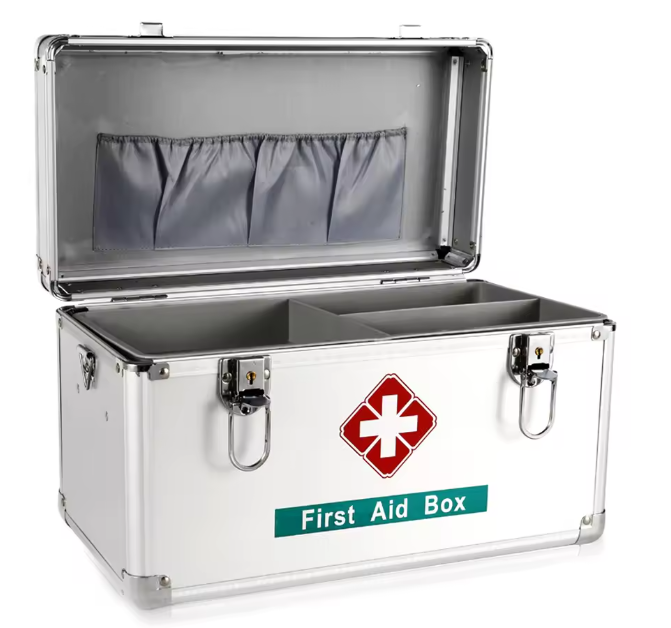 Medicijnkast met Slot – Aluminium EHBO Opbergbox met Handvat