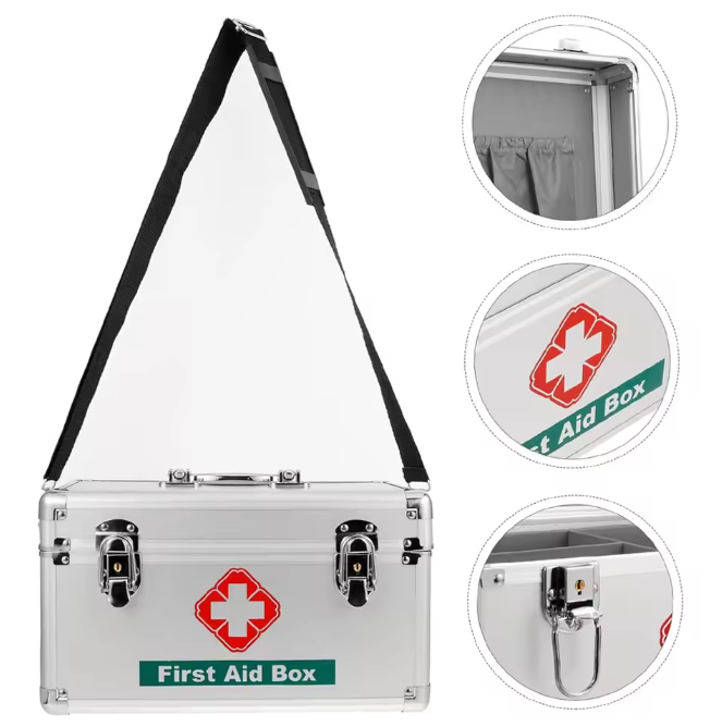 Medicijnkast met Slot – Aluminium EHBO Opbergbox met Handvat