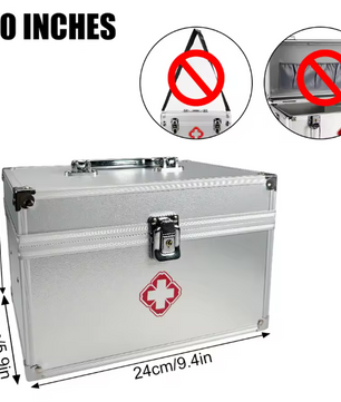 Medicijnkast met Slot – Aluminium EHBO Opbergbox met Handvat