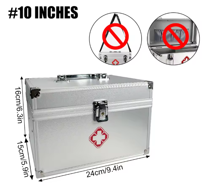 Medicijnkast met Slot – Aluminium EHBO Opbergbox met Handvat