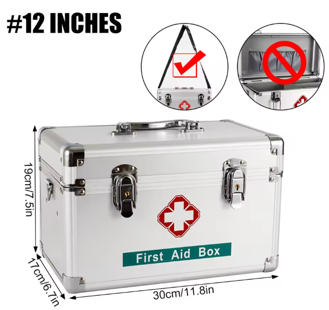 Medicijnkast met Slot – Aluminium EHBO Opbergbox met Handvat