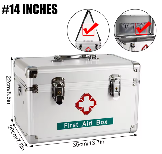 Medicijnkast met Slot – Aluminium EHBO Opbergbox met Handvat