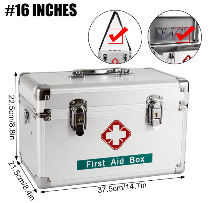 Medicijnkast met Slot – Aluminium EHBO Opbergbox met Handvat