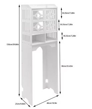 4-Laags Badkamervloerkast – Ruimtebesparende Toiletopbergkast van PVC (48×23×150 cm)