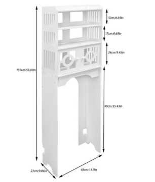 4-Laags Badkamervloerkast – Ruimtebesparende Toiletopbergkast van PVC (48×23×150 cm)
