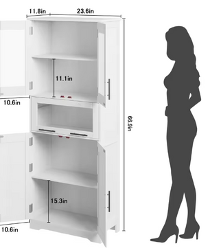 Hoge Badkamerkast met Verstelbare Planken – Smalle Vrijstaande Opbergkast (170 cm)