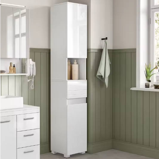 Badkamerkast met Lade – Vrijstaande Opbergkast met Verstelbare Planken (170 cm)