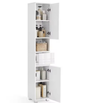 Badkamerkast met Lade – Vrijstaande Opbergkast met Verstelbare Planken (170 cm)