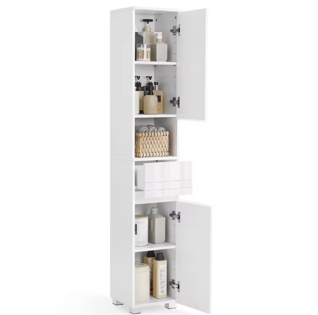 Badkamerkast met Lade – Vrijstaande Opbergkast met Verstelbare Planken (170 cm)