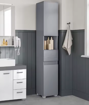 Badkamerkast met Lade – Vrijstaande Opbergkast met Verstelbare Planken (170 cm)