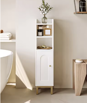 Smalle Badkamer Hoekkast – Compacte Opbergkast met Deur en Planken