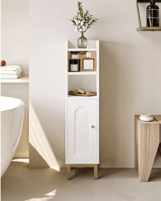 Smalle Badkamer Hoekkast – Compacte Opbergkast met Deur en Planken