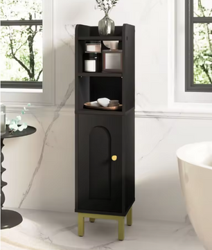 Smalle Badkamer Hoekkast – Compacte Opbergkast met Deur en Planken