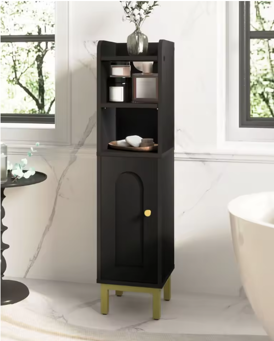 Smalle Badkamer Hoekkast – Compacte Opbergkast met Deur en Planken