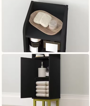 Smalle Badkamer Hoekkast – Compacte Opbergkast met Deur en Planken