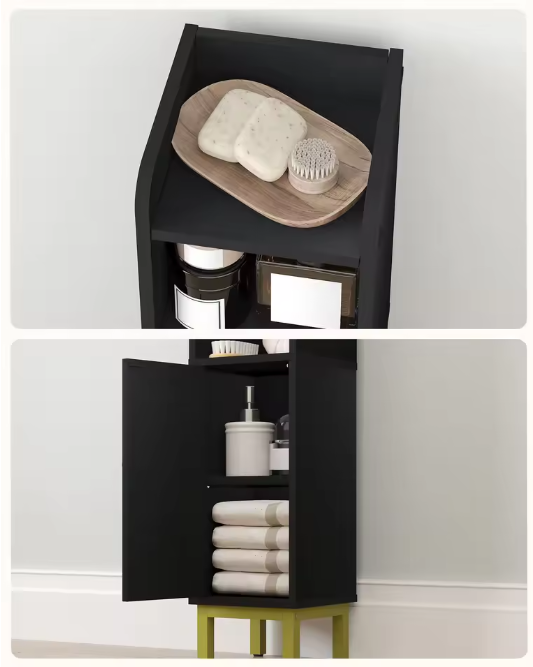Smalle Badkamer Hoekkast – Compacte Opbergkast met Deur en Planken