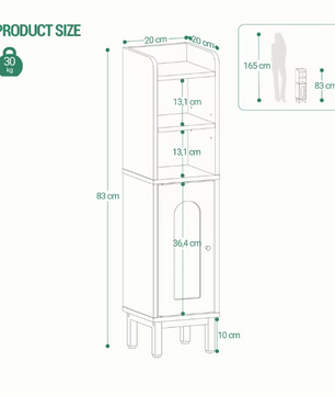 Smalle Badkamer Hoekkast – Compacte Opbergkast met Deur en Planken