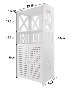Badkamervloerkast met Dubbele Deuren – Witte Opbergkast 90 cm