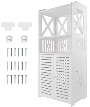 Badkamervloerkast met Dubbele Deuren – Witte Opbergkast 90 cm