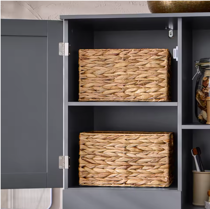 Hoge Badkamerkast met Waszak – Smalle Opbergkast met Deur en Lade