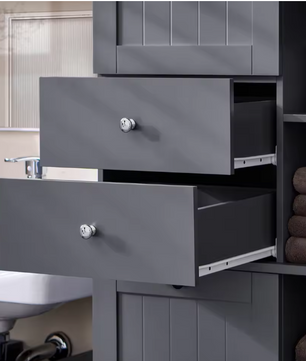 Hoge Badkamerkast met Waszak – Smalle Opbergkast met Deur en Lade