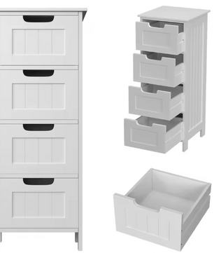 Badkamer Ladekast met 4 Lades – Vrijstaande Houten Opbergkast (82 cm)